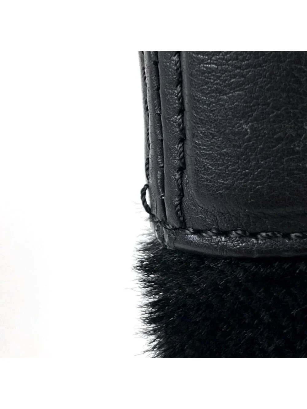 Chanel CC Logo Chain Tote Calf Hair Black
